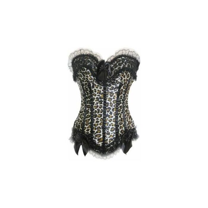 Leopard Lace Ruffles Corset