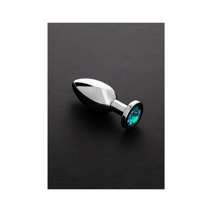Jeweled plug metálico mediano con perla azul claro