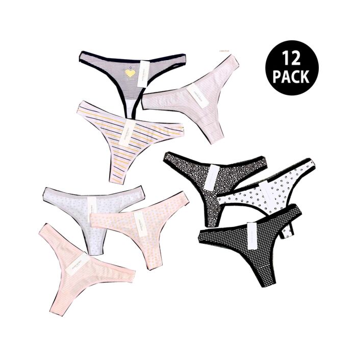 Pack of 12 assorted thongs intim secret in various colors