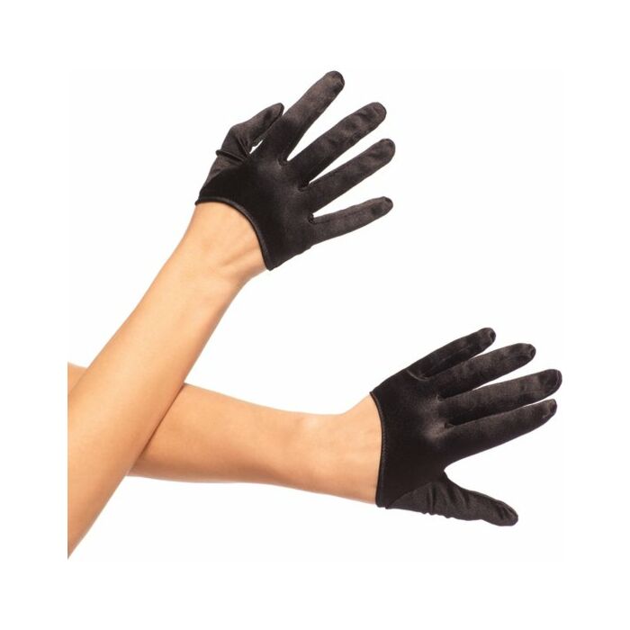 Leg avenue black satin short gloves