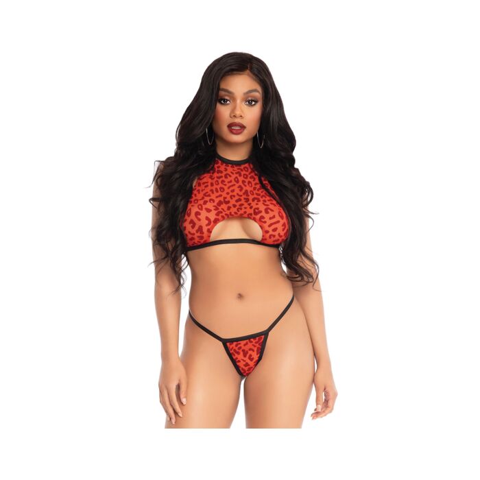 Leopard print cutout set - red