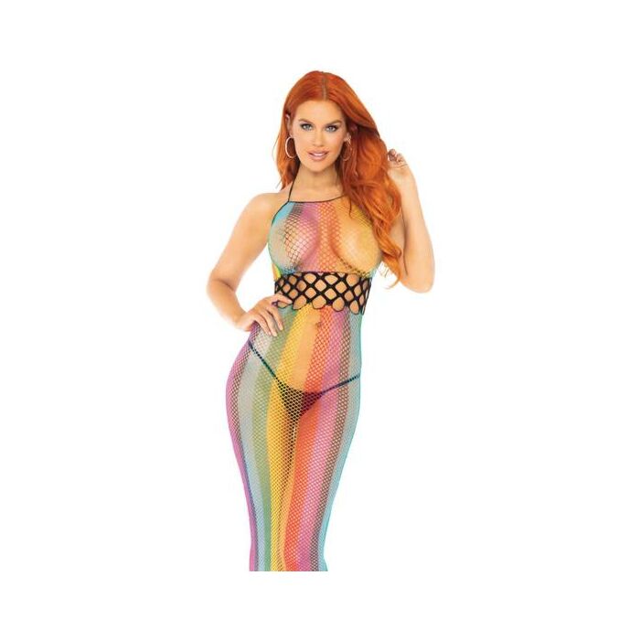 Halter long dress with perforated detail - rainbow