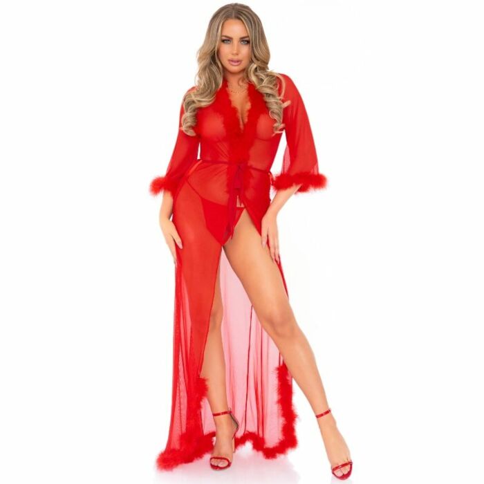 Leg avenue peignoir bordes marabu rojo talla unica