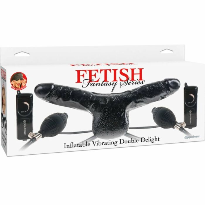 Double inflatable penis with vibration