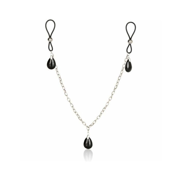 Pendants for nipples with chain black glass