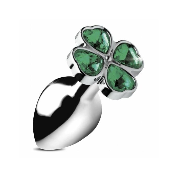 Lucky clover gem -plug anal largo , trebol plata