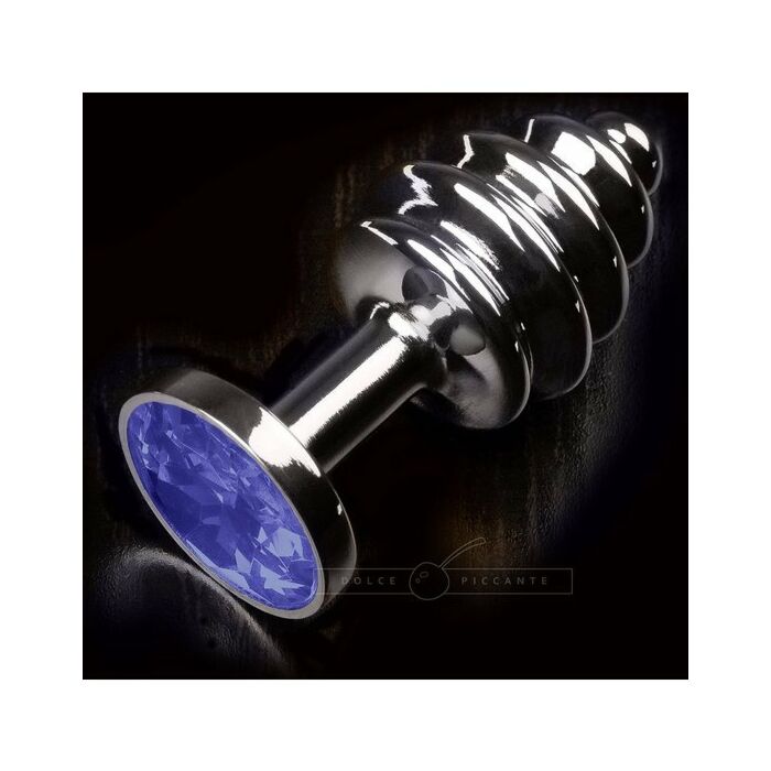 Anal plug ribbed jewelery silver / blue