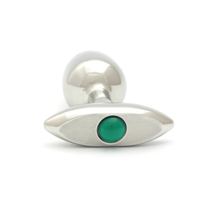 Rosebuds pressed steel anal plug glass 65 x 30 mm green