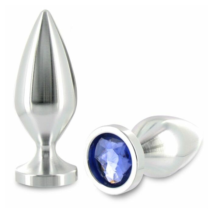 Metalhard anal plug small blue aliminum