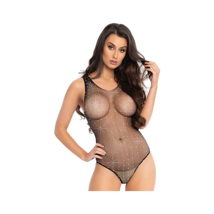 Mesh strass bodysuit - black