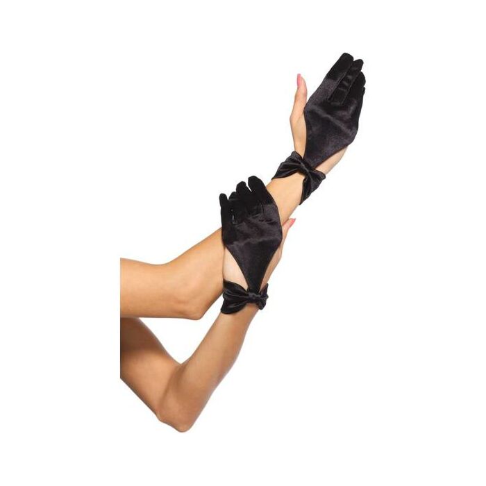 Leg avenue satin gloves with bow detail black face