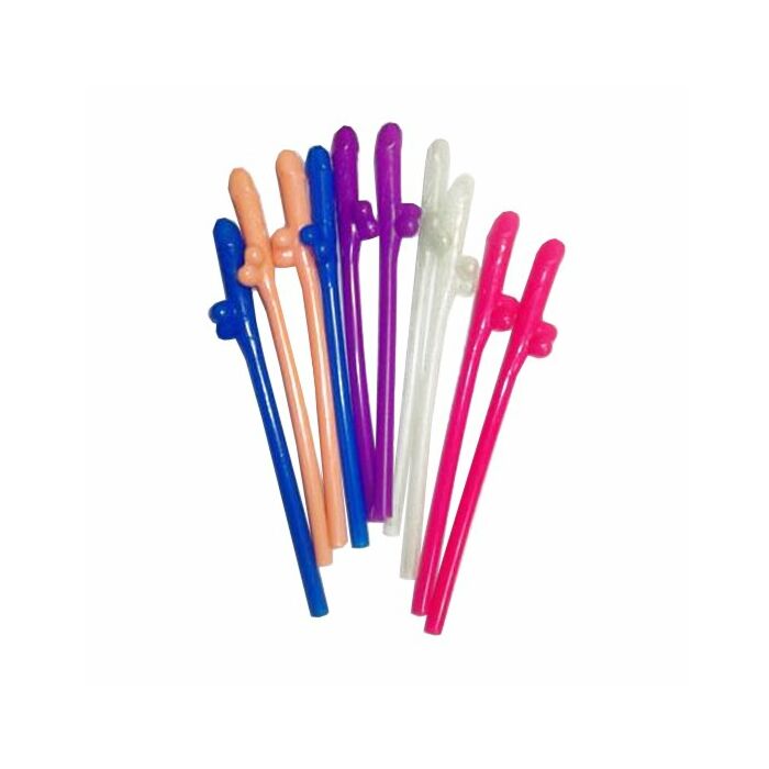 Straws with penises 10 pcs colors