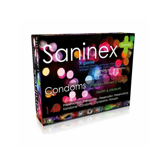 Saninex preservativos x game punteado 144 uds