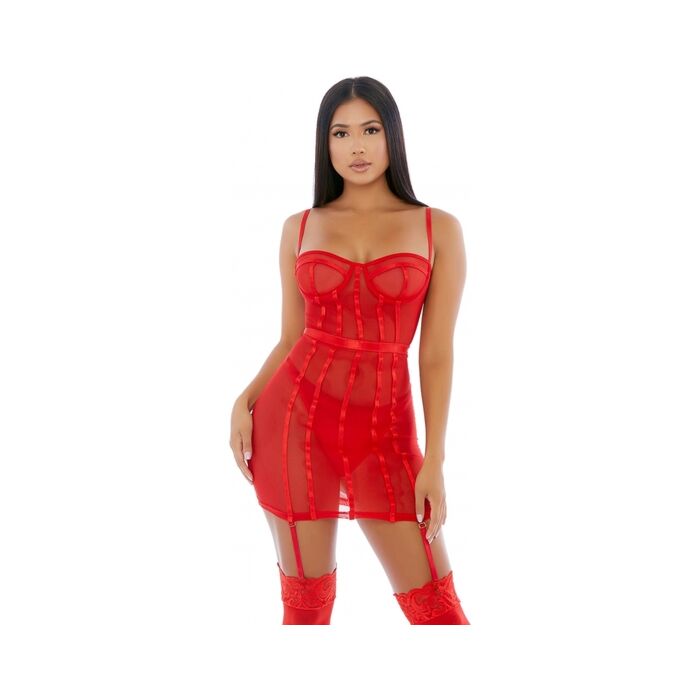Sheer desires mesh set red