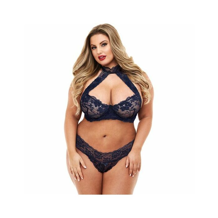Lace halter bikini set - conjunto encaje marino