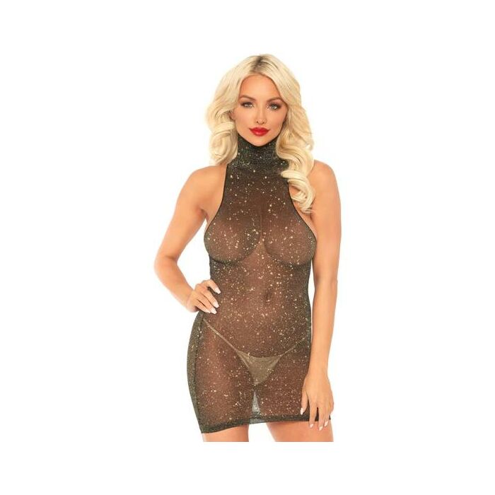 Mini vestido lurex brillante negro/oro
