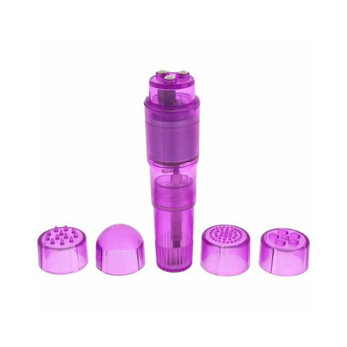 Stimulator with purple interchangeable heads