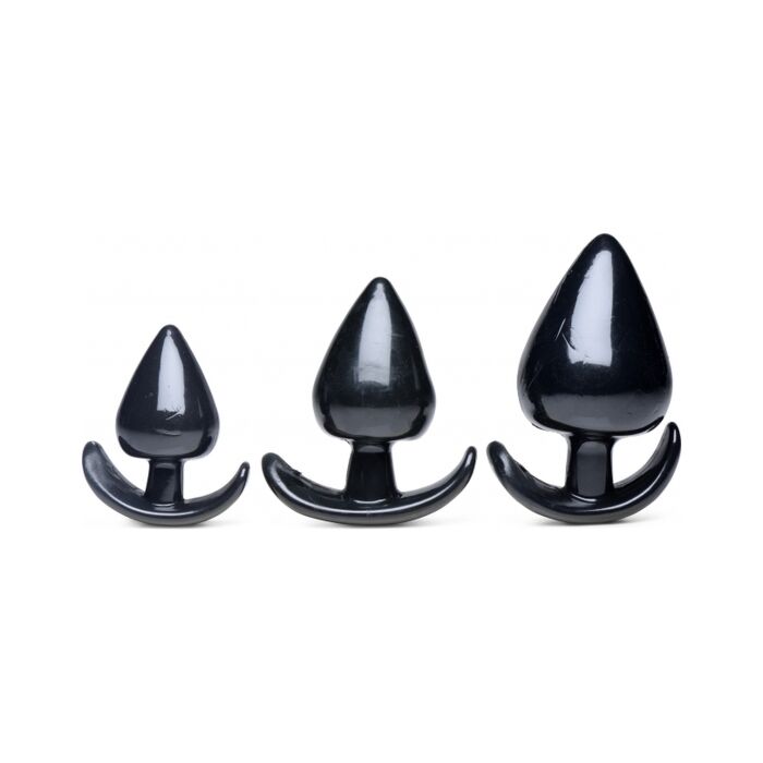 Anal plug set, spade shape - black
