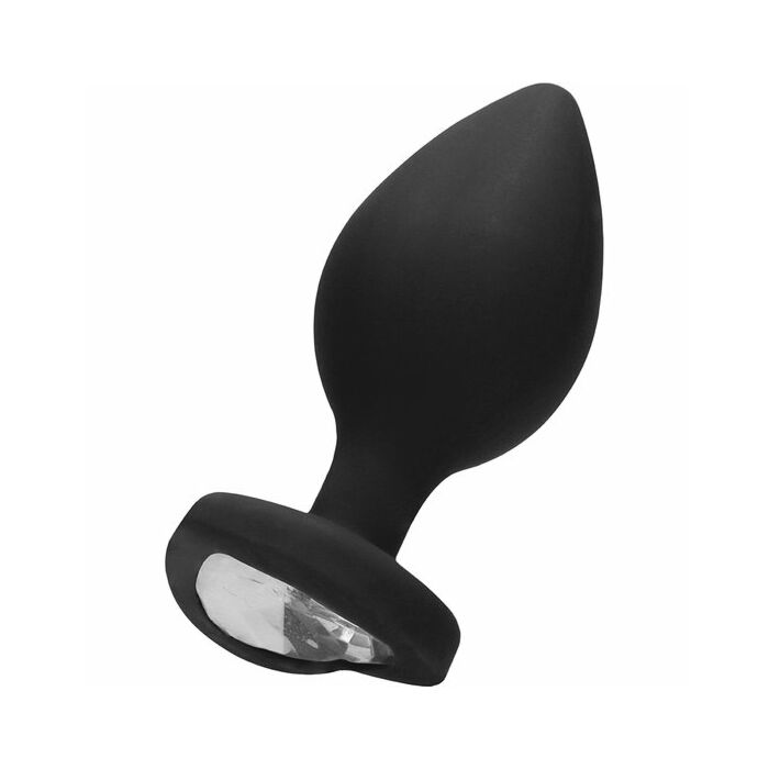 Diamond heart butt plug - extra grande - negro