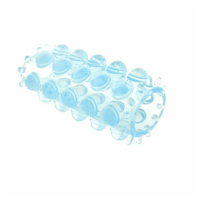 Super stretchy cover for textured blue penis