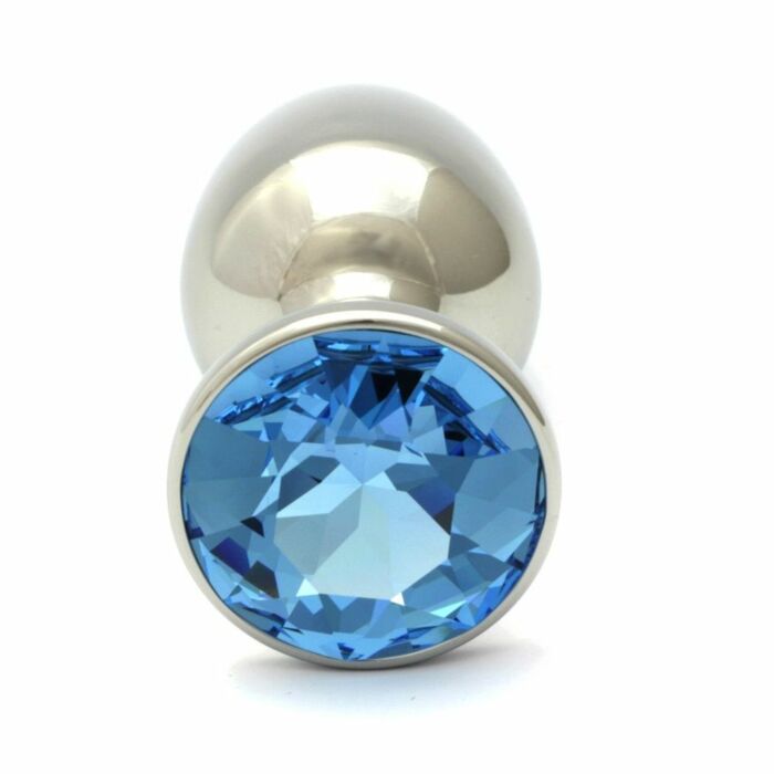 Swarovski crystal aquamarine anal plug 75 cm / 27mm