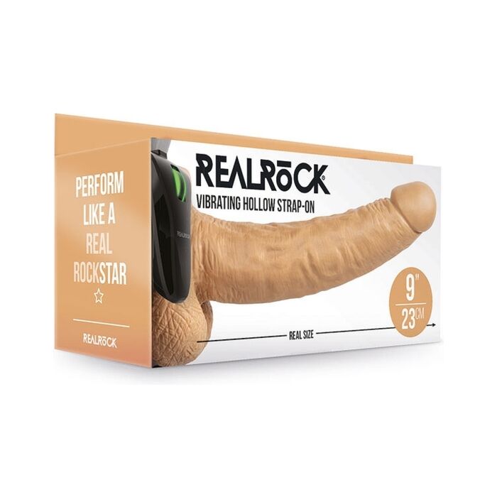 Realrock Hollow Vibrating Strap-On with Testicles - 9'' / 23 cm