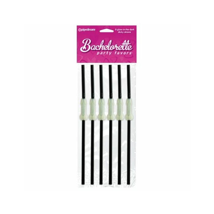 Bachelorette penis straws luminescent 6 pcs