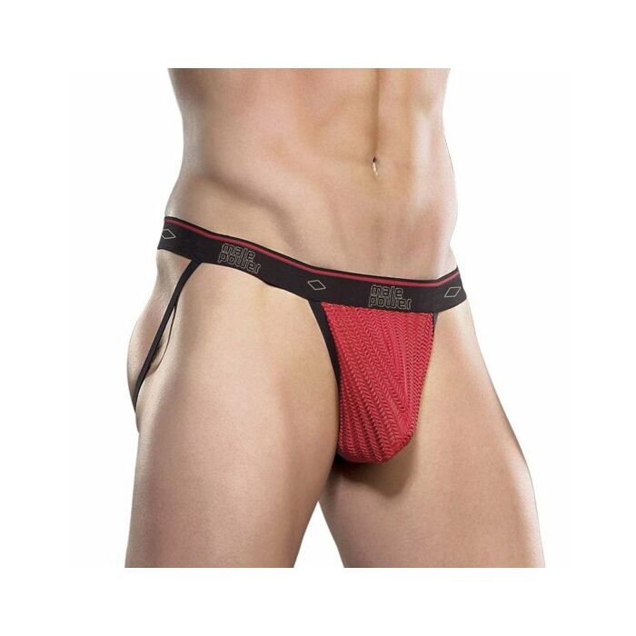 Male power suspensory red crochet