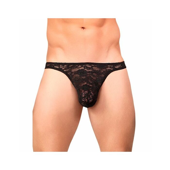 Male black lace thong power