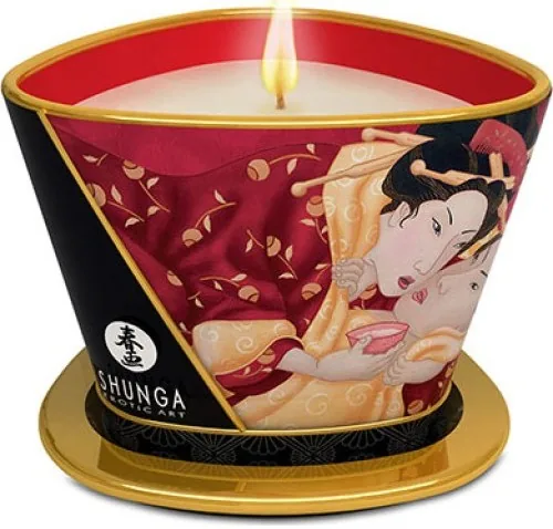 Shunga massage candle in its container